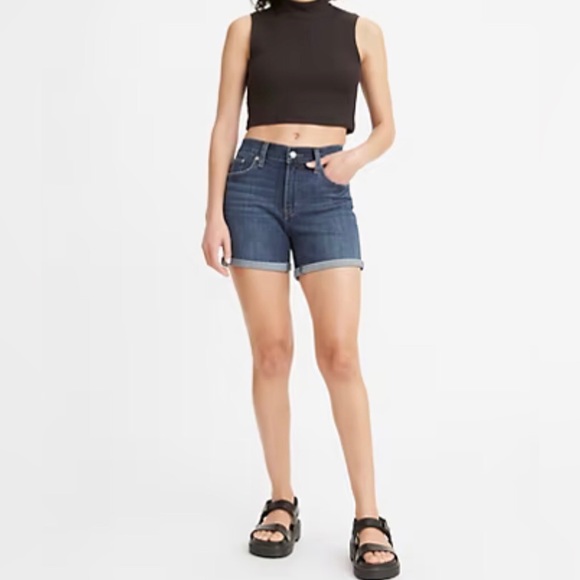 Levi's Shorts Nwt Levis Mid Length Hypersoft Blue Jean Denim Shorts